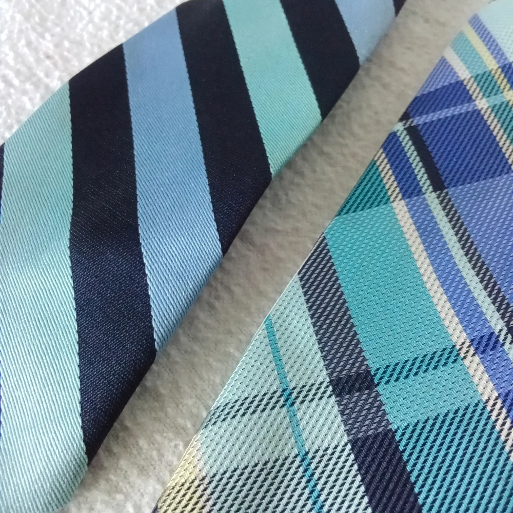 Boys 2 Clip On Ties Blue Stripes & Plaid